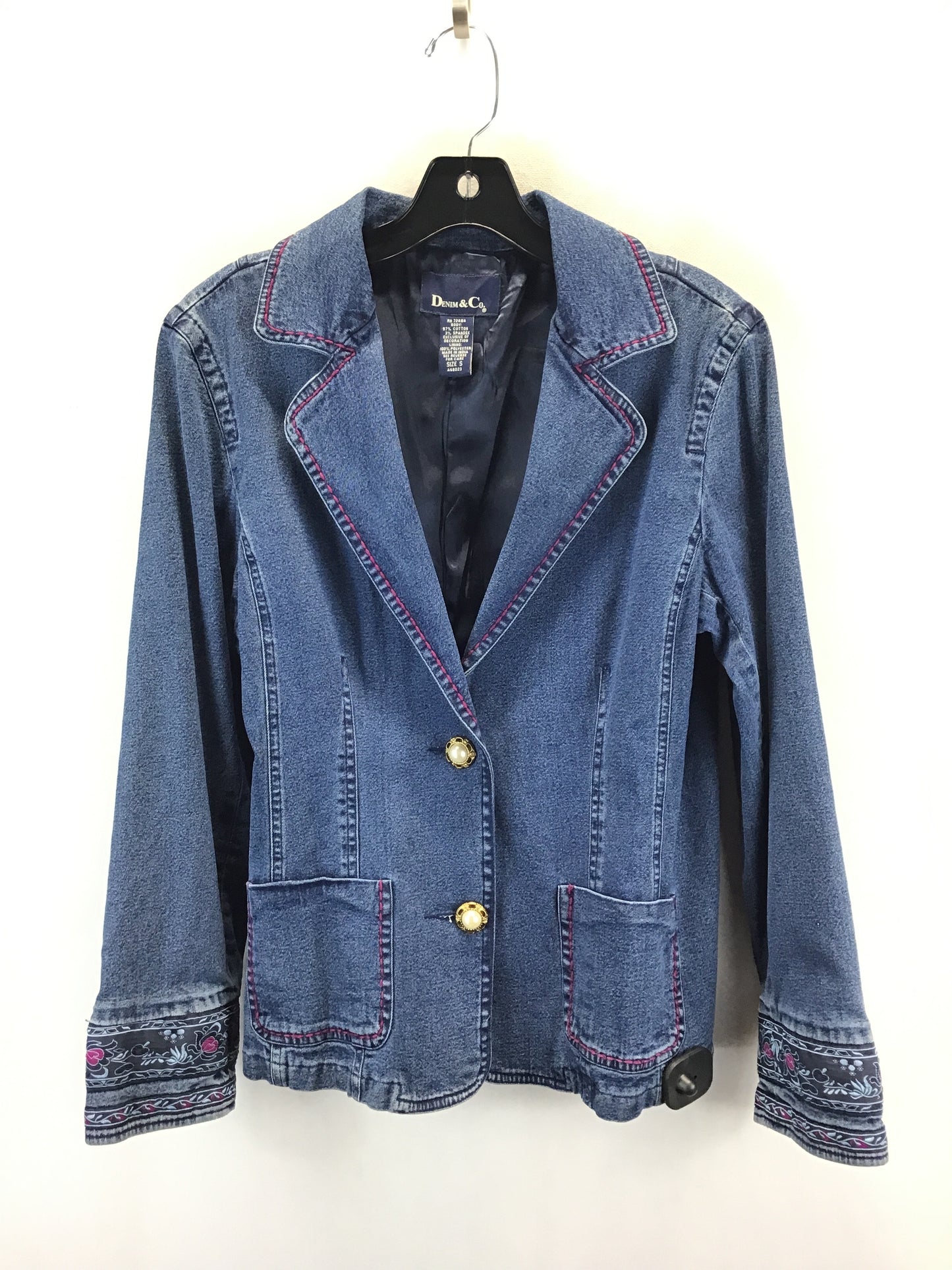 Blazer By Denim And Co Qvc In Blue Denim, Size: S