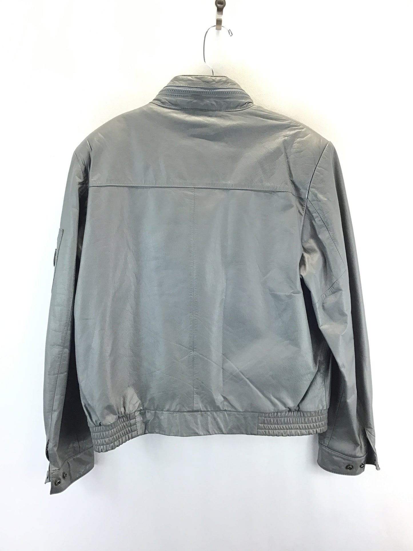 Jacket Leather By Clothes Mentor In Grey, Size: L