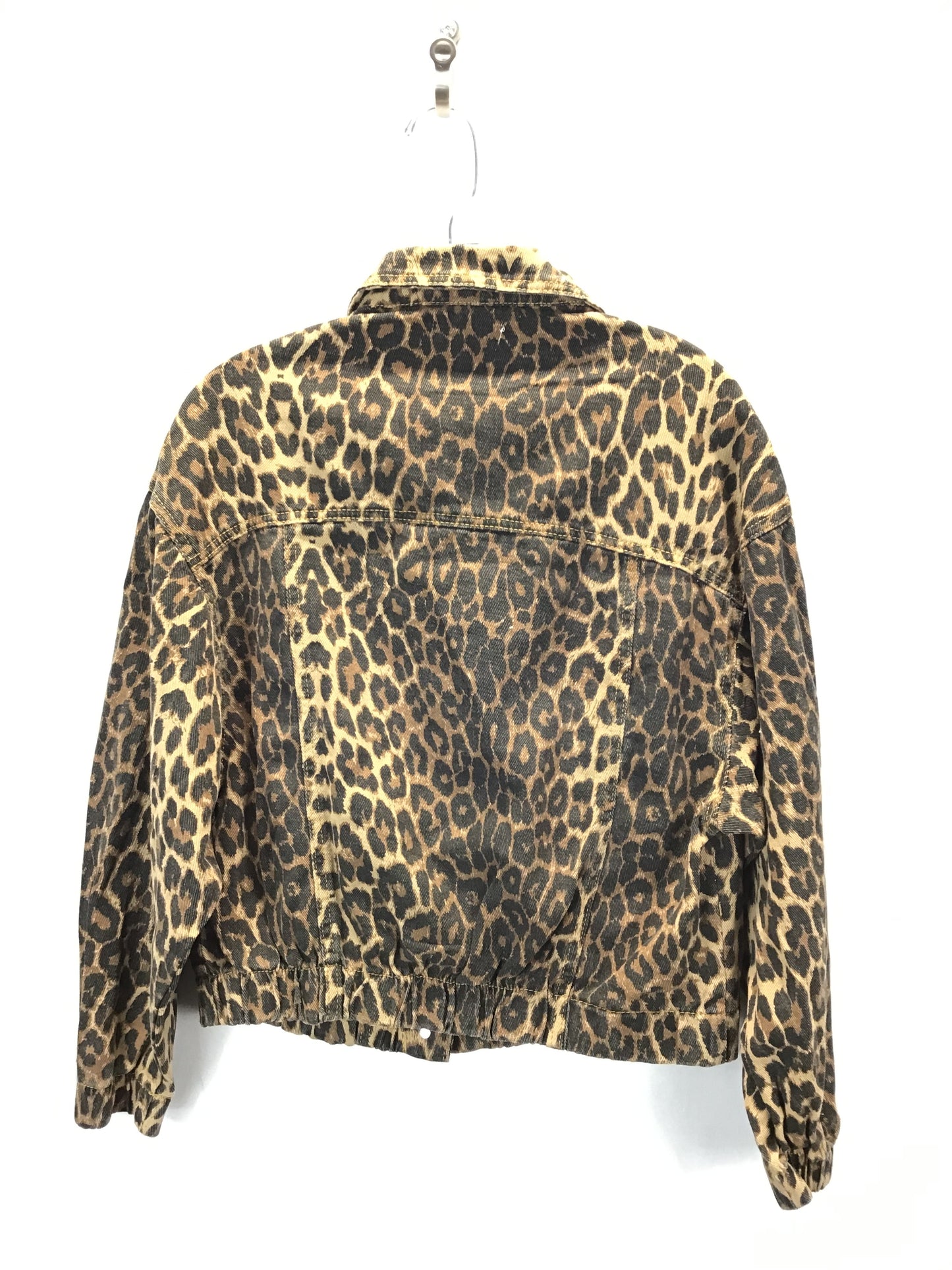 Jacket Denim By Clothes Mentor In Leopard Print, Size: S