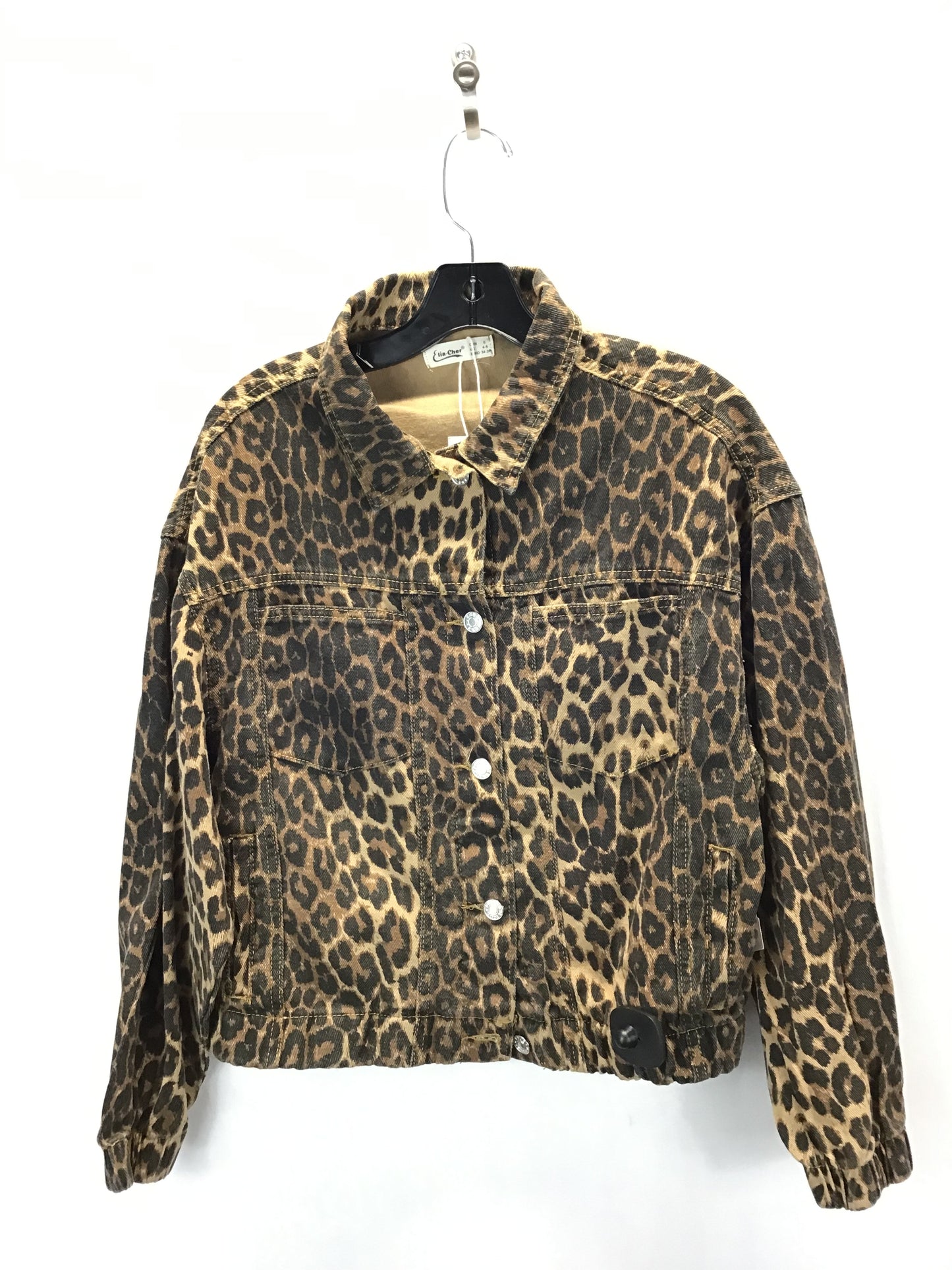 Jacket Denim By Clothes Mentor In Leopard Print, Size: S