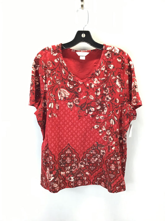 Top Short Sleeve By Cj Banks In Red, Size: 1x