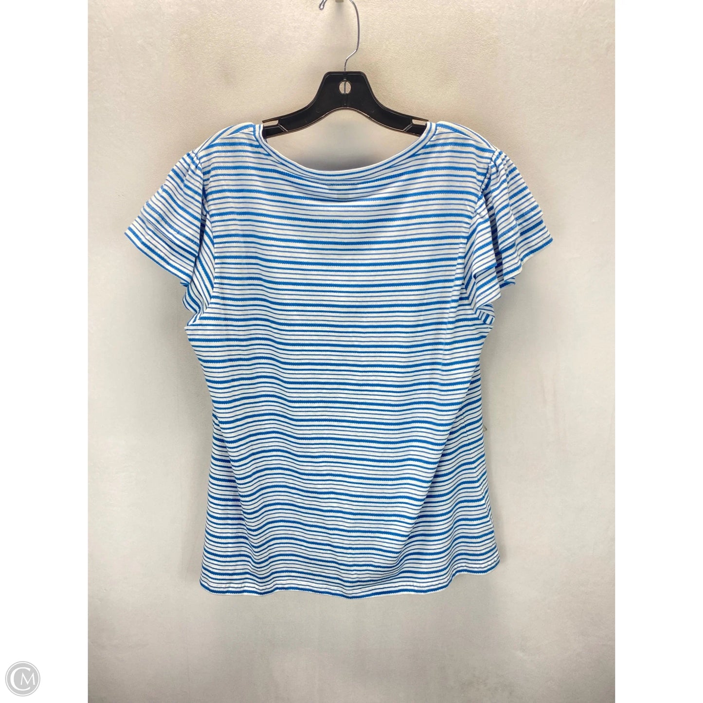 Top Short Sleeve By Ann Taylor In Blue & White, Size: Xl