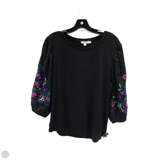 Top 3/4 Sleeve By Chicos In Black & Purple, Size: Xl