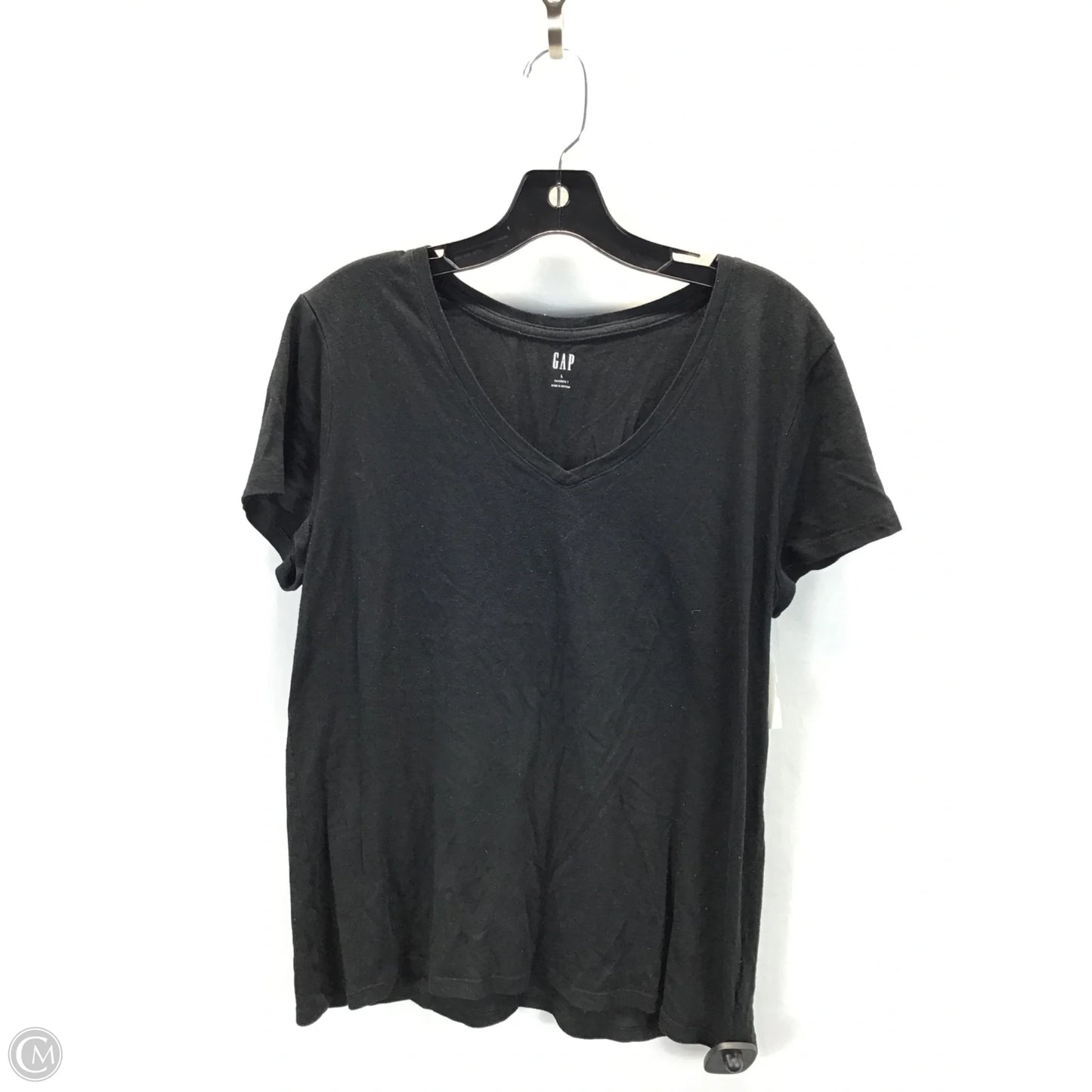 Top Short Sleeve Basic By Gap In Black, Size: L