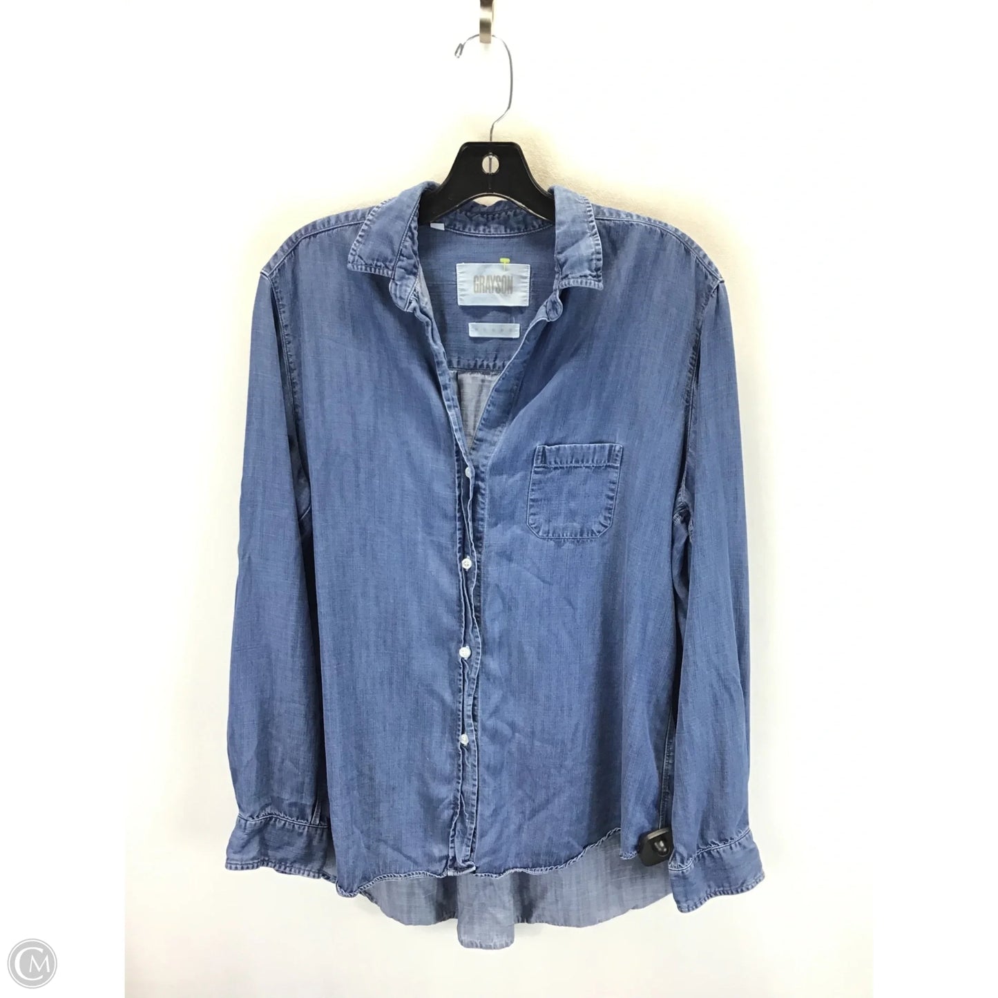 Top Long Sleeve By Grayson In Blue Denim, Size: L