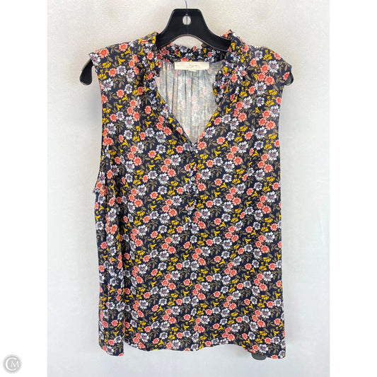 Top Sleeveless By Loft In Floral Print, Size: Xl
