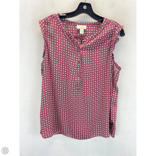 Top Sleeveless By Loft In Red & White, Size: L