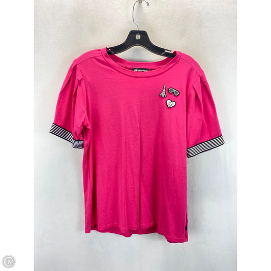 Top Short Sleeve Designer By Karl Lagerfeld In Pink, Size: M
