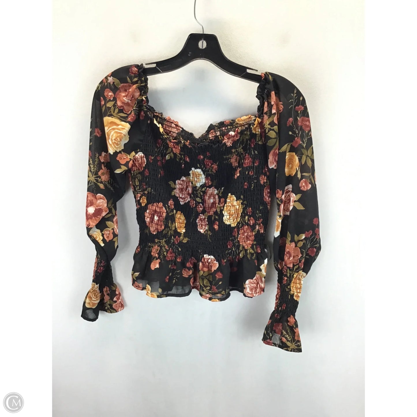 Top Long Sleeve By Heart & Hips In Floral Print, Size: M