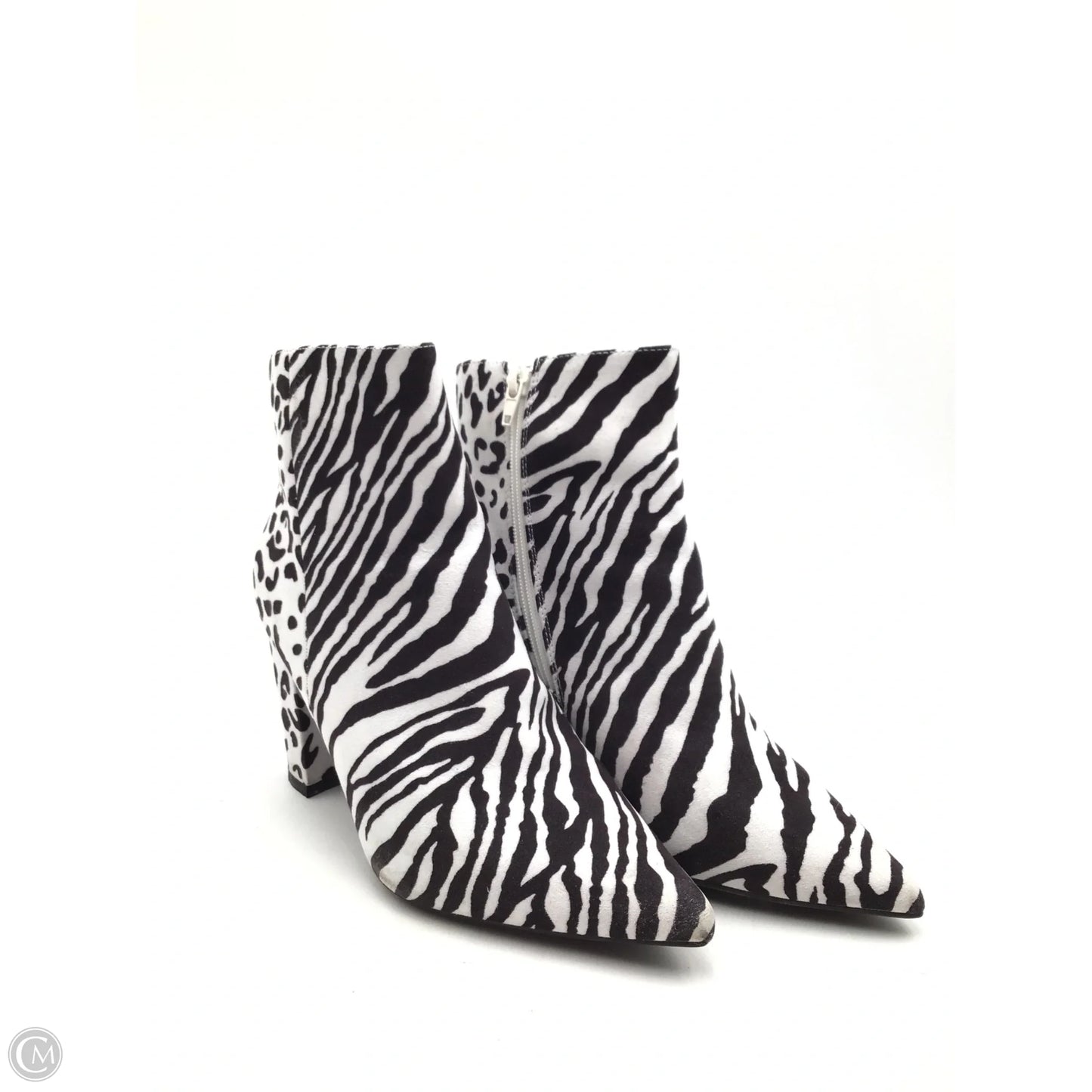 Boots Ankle Heels By Bamboo In Zebra Print, Size: 8.5