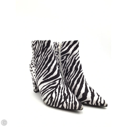 Boots Ankle Heels By Bamboo In Zebra Print, Size: 8.5
