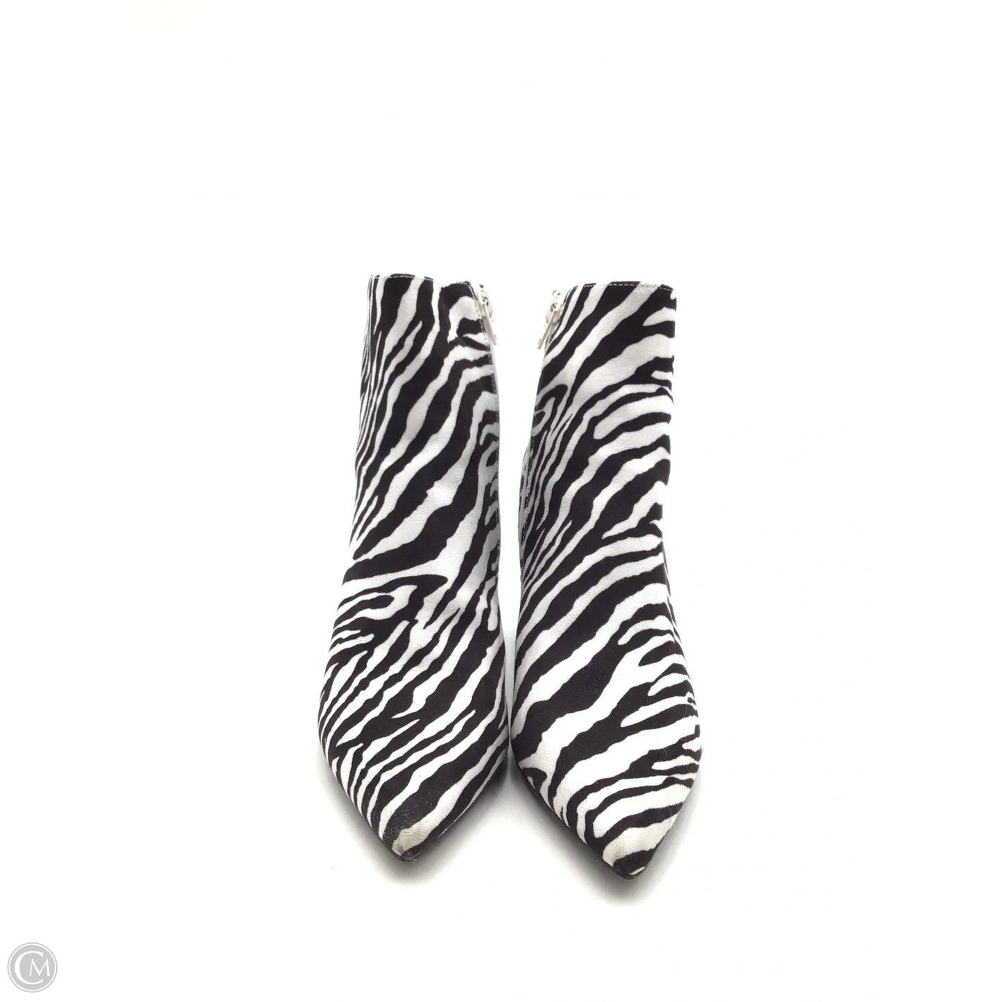 Boots Ankle Heels By Bamboo In Zebra Print, Size: 8.5