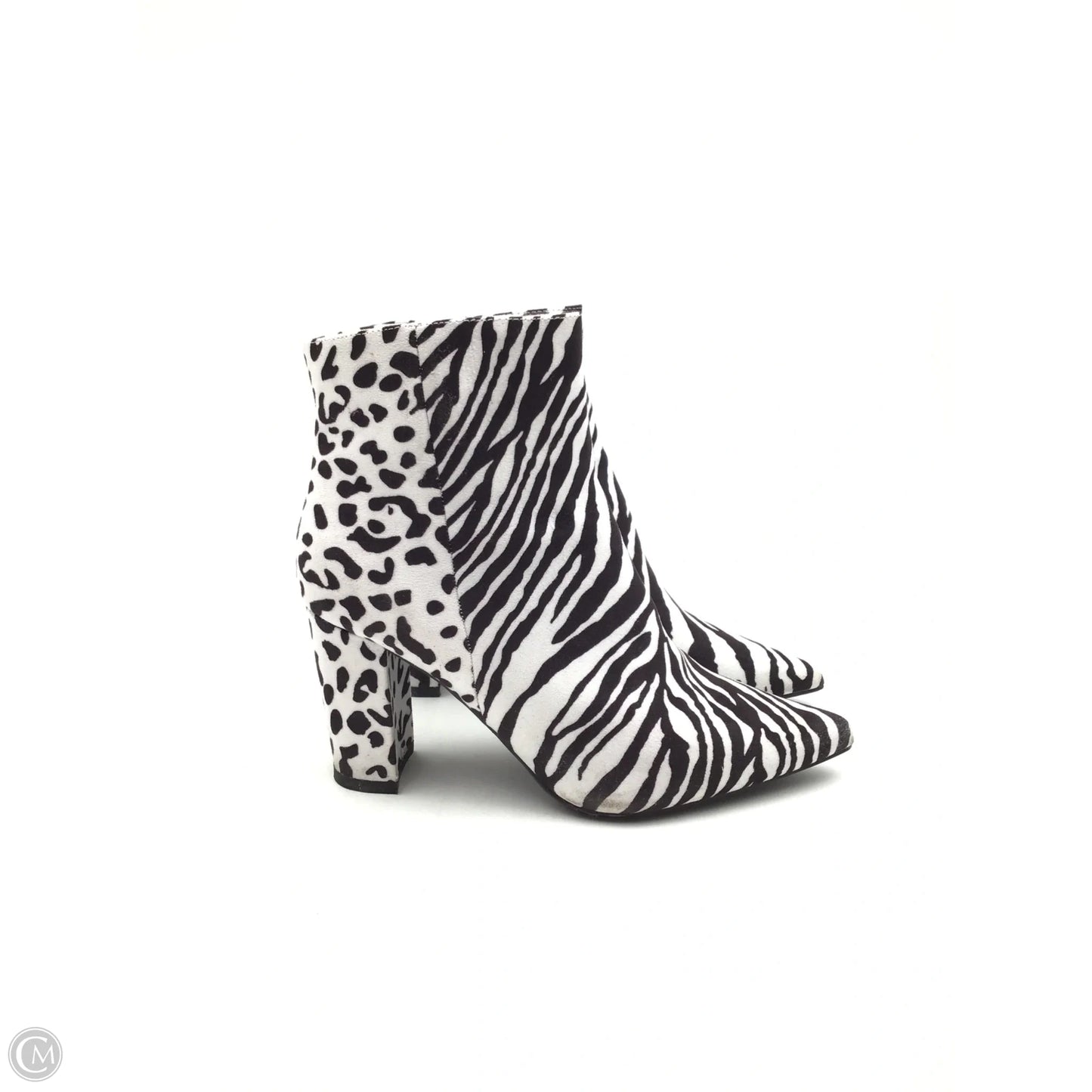 Boots Ankle Heels By Bamboo In Zebra Print, Size: 8.5