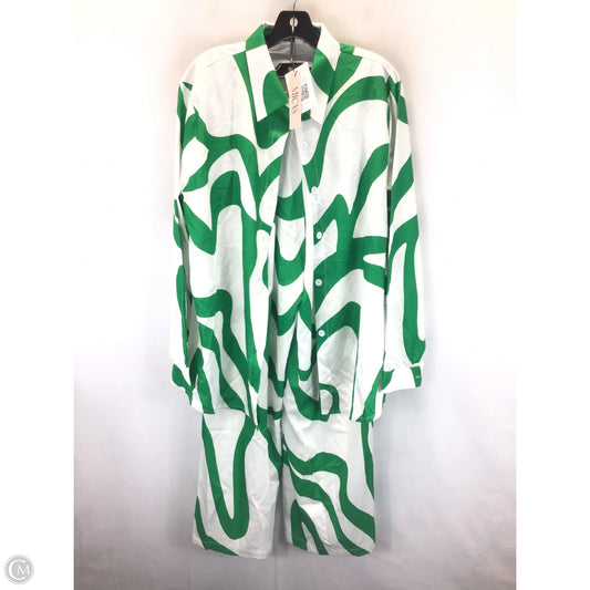 Pants Set 2pc By Clothes Mentor In Green & White, Size: 1x