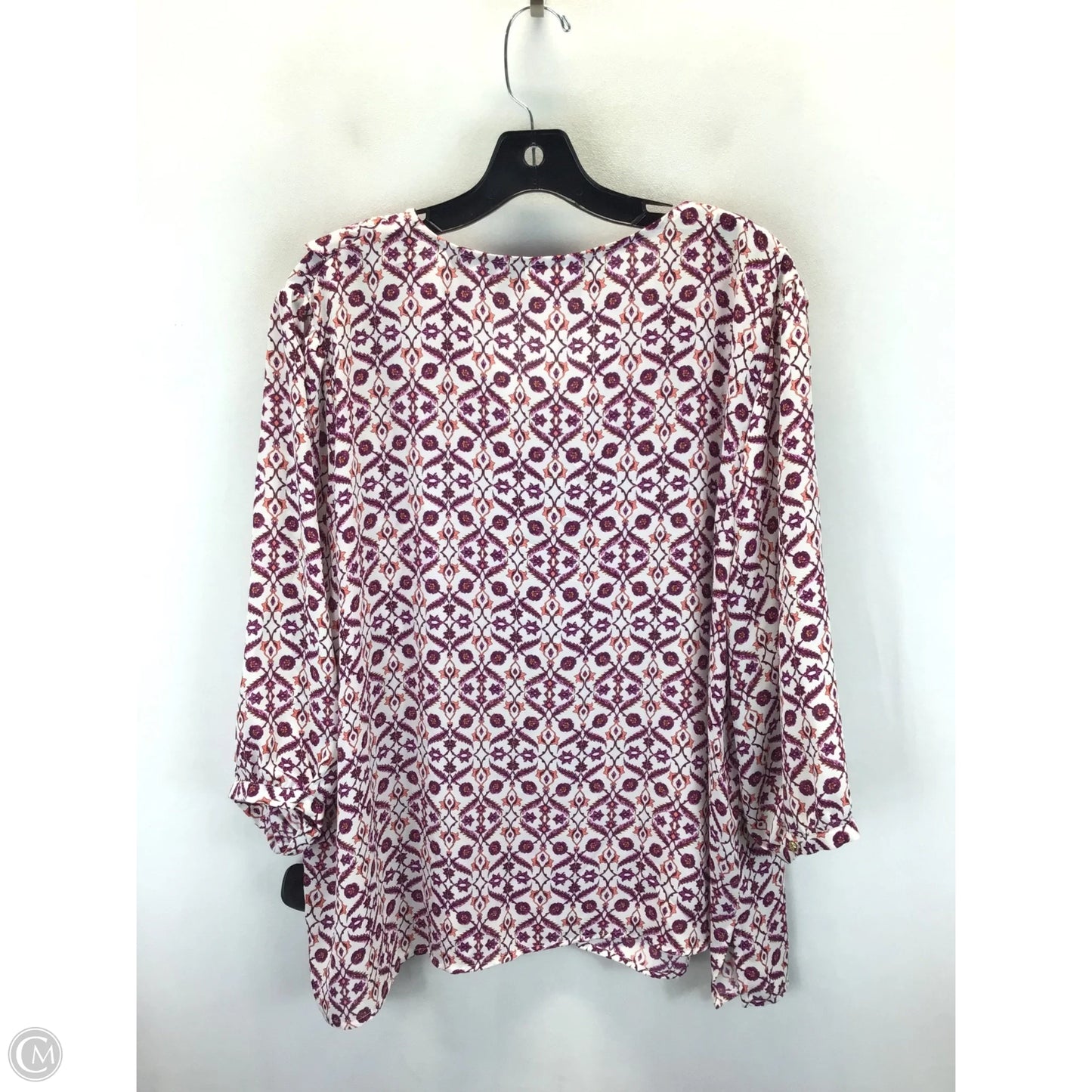 Blouse 3/4 Sleeve By Liz Claiborne In Purple & White, Size: Xxl