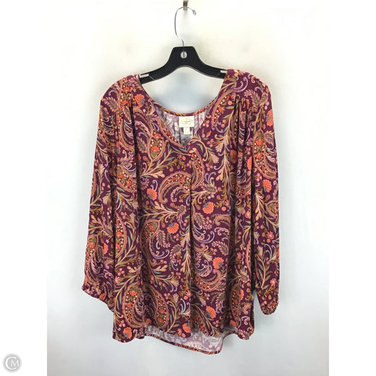 Top 3/4 Sleeve By St Johns Bay In Paisley Print, Size: 1x