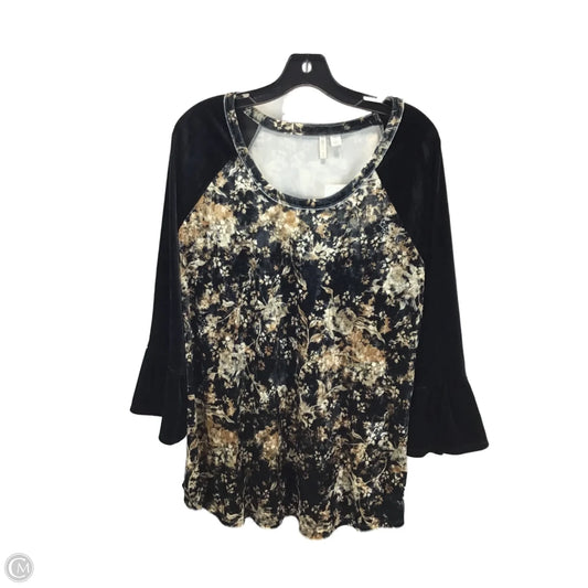 Top 3/4 Sleeve By Cato In Black & Cream, Size: Xl