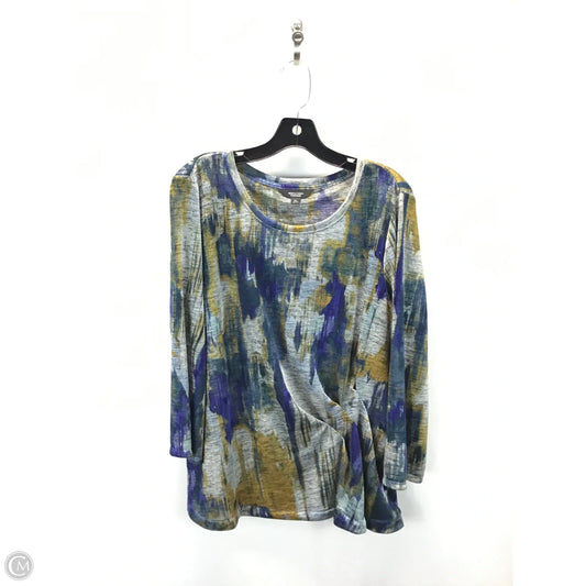 Top Long Sleeve By Simply Vera In Blue & Grey, Size: Xl