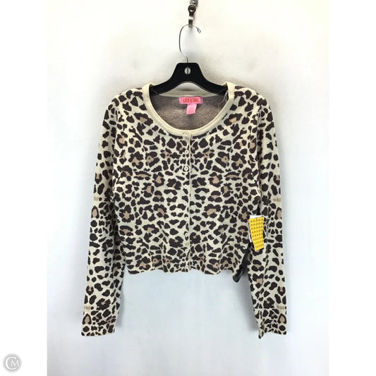 Sweater Cardigan By Clothes Mentor In Leopard Print, Size: L
