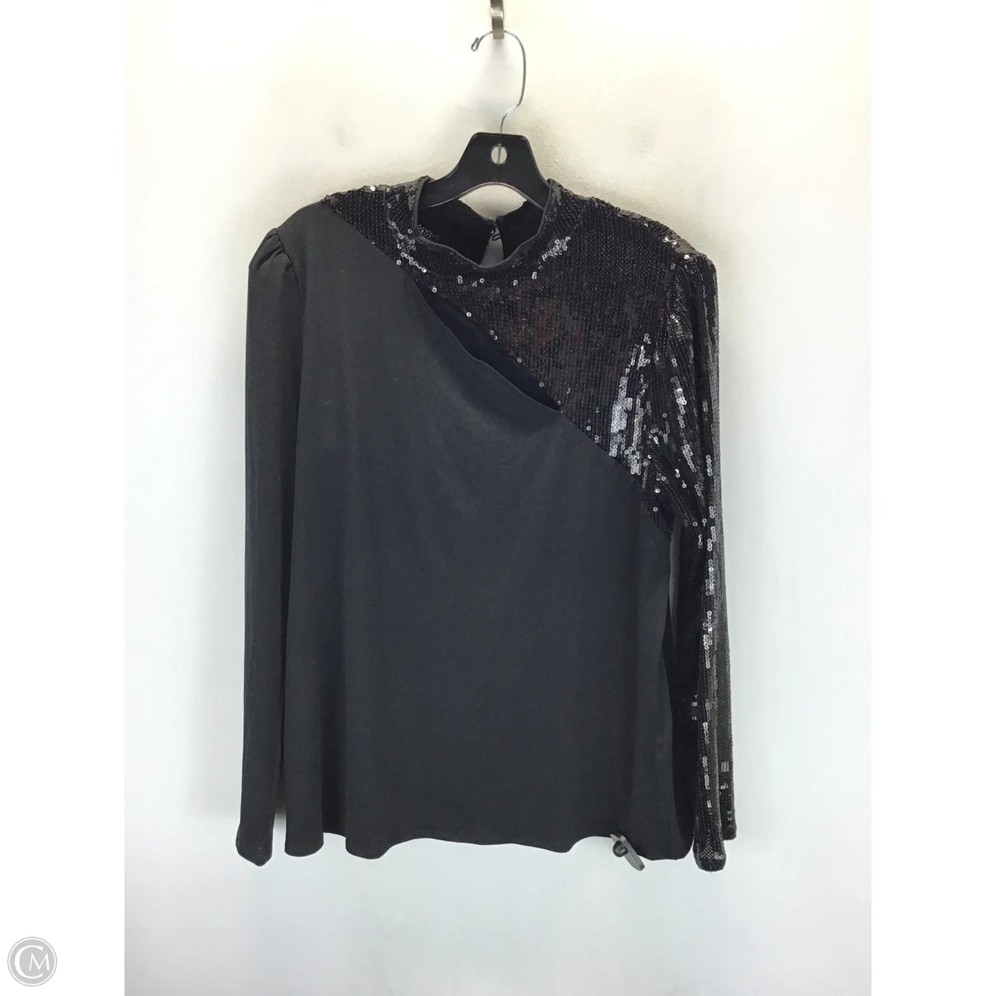 Top Long Sleeve By H For Halston In Black, Size: L