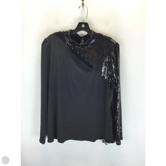 Top Long Sleeve By H For Halston In Black, Size: L