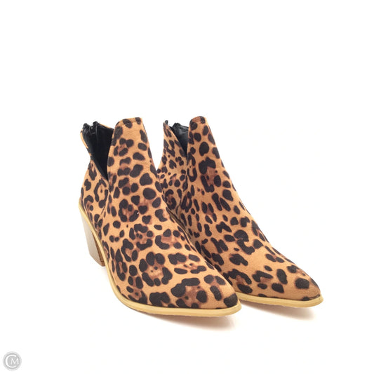 Boots Ankle Heels By Clothes Mentor In Leopard Print, Size: 12