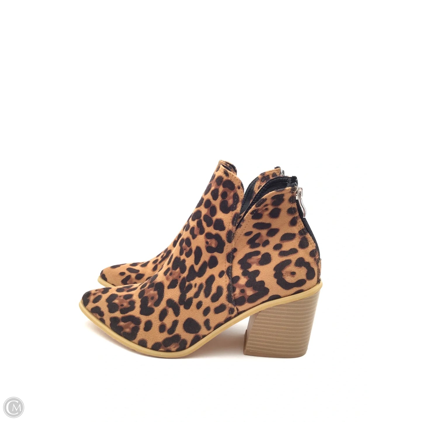 Boots Ankle Heels By Clothes Mentor In Leopard Print, Size: 12
