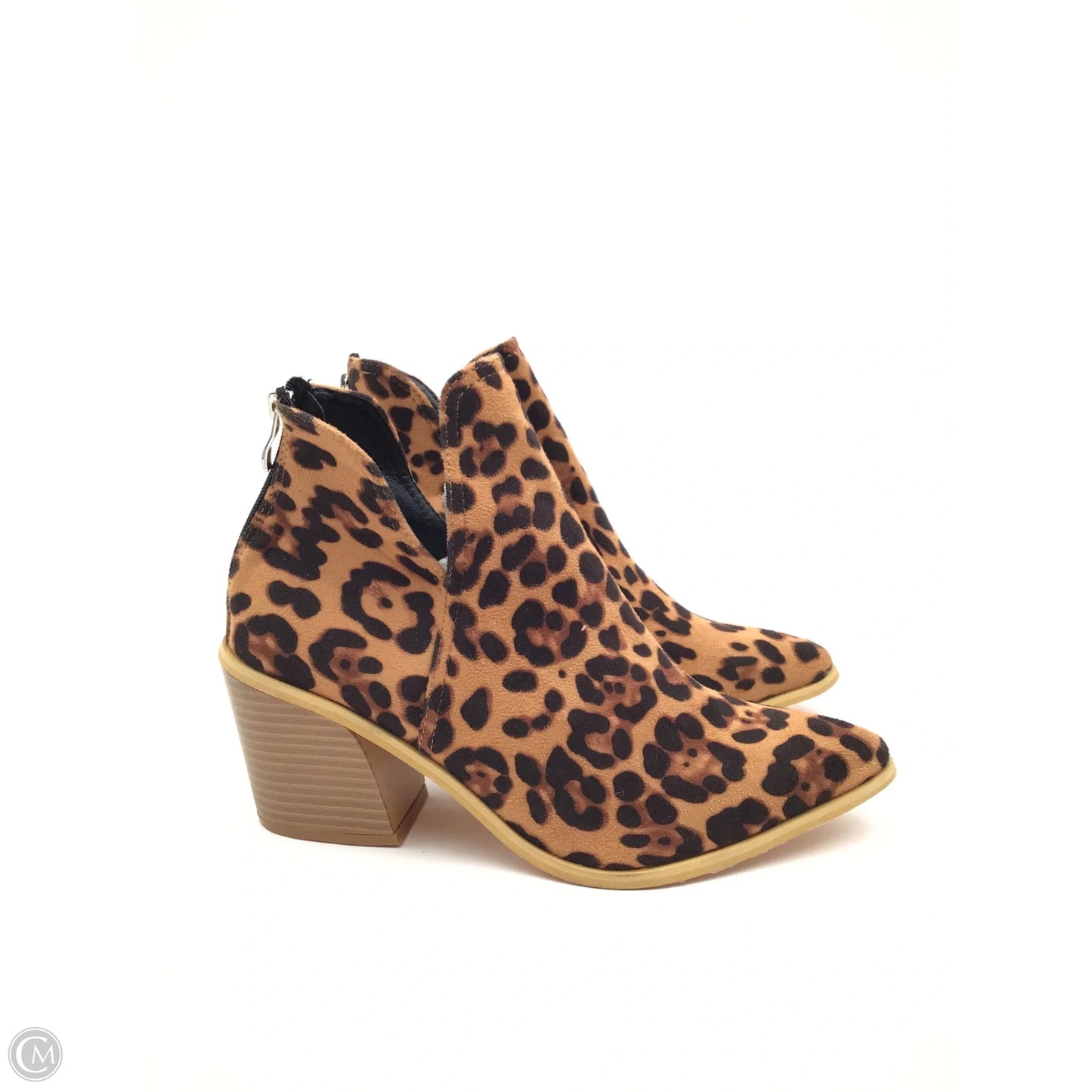 Boots Ankle Heels By Clothes Mentor In Leopard Print, Size: 12