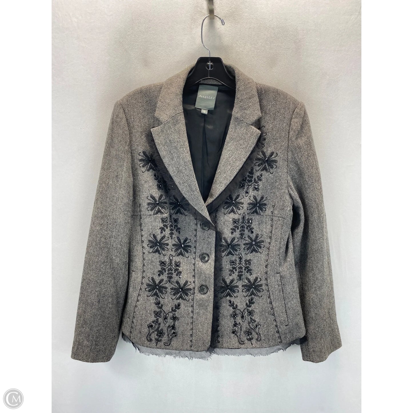 Blazer By Atelier In Black & Grey, Size: 12