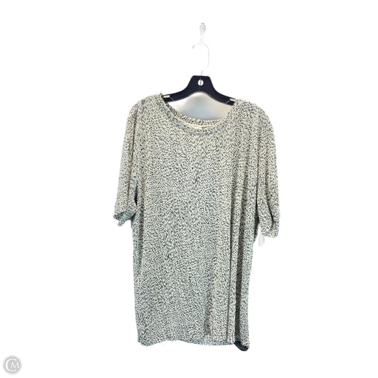 Top Short Sleeve By Jaclyn Smith In Green & White, Size: 2x