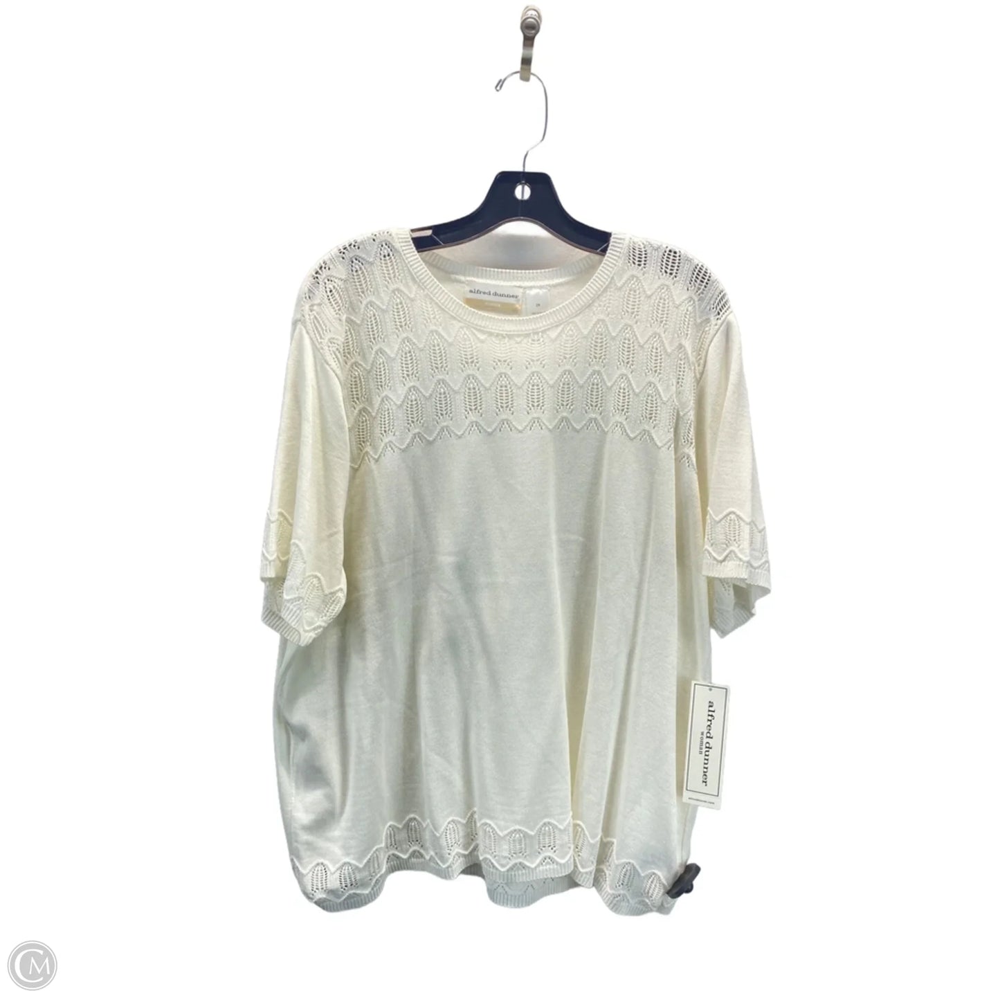 Top Short Sleeve By Alfred Dunner In Cream, Size: 2x