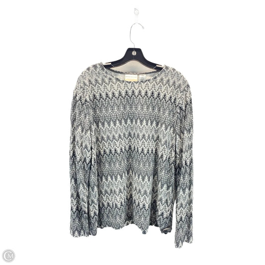 Top Long Sleeve By Alfred Dunner In Grey & White, Size: 2x