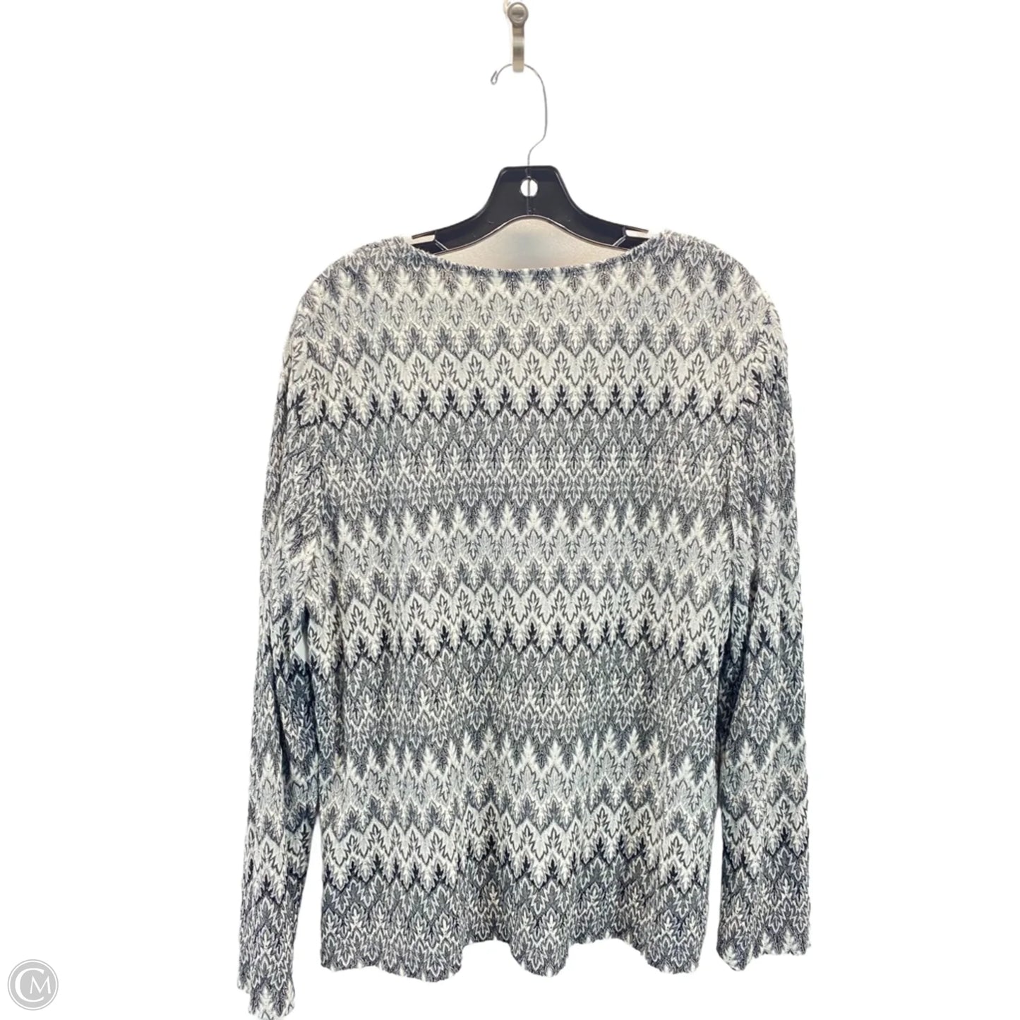 Top Long Sleeve By Alfred Dunner In Grey & White, Size: 2x