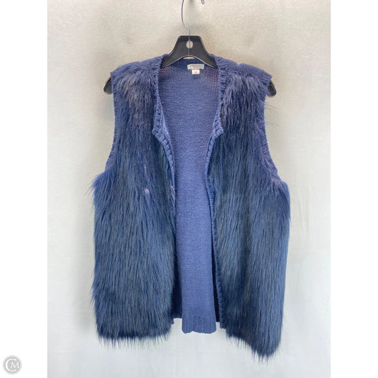 Vest Faux Fur & Sherpa By Xhilaration In Navy, Size: Xxl