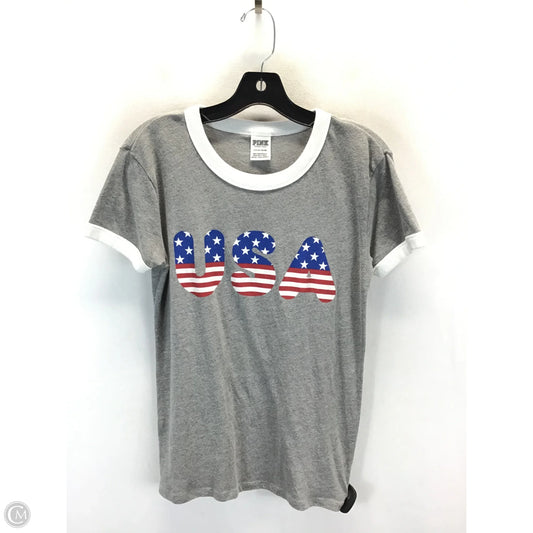Top Short Sleeve By Pink In Grey, Size: S