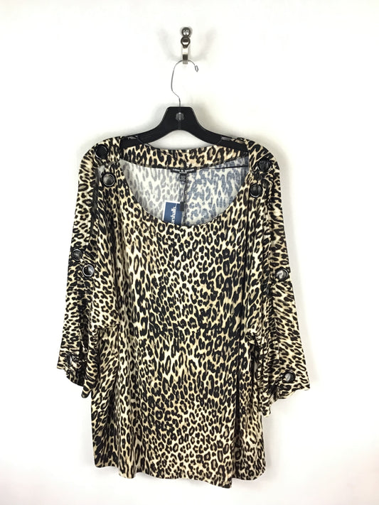 Top 3/4 Sleeve By Cable And Gauge In Animal Print, Size: 2x