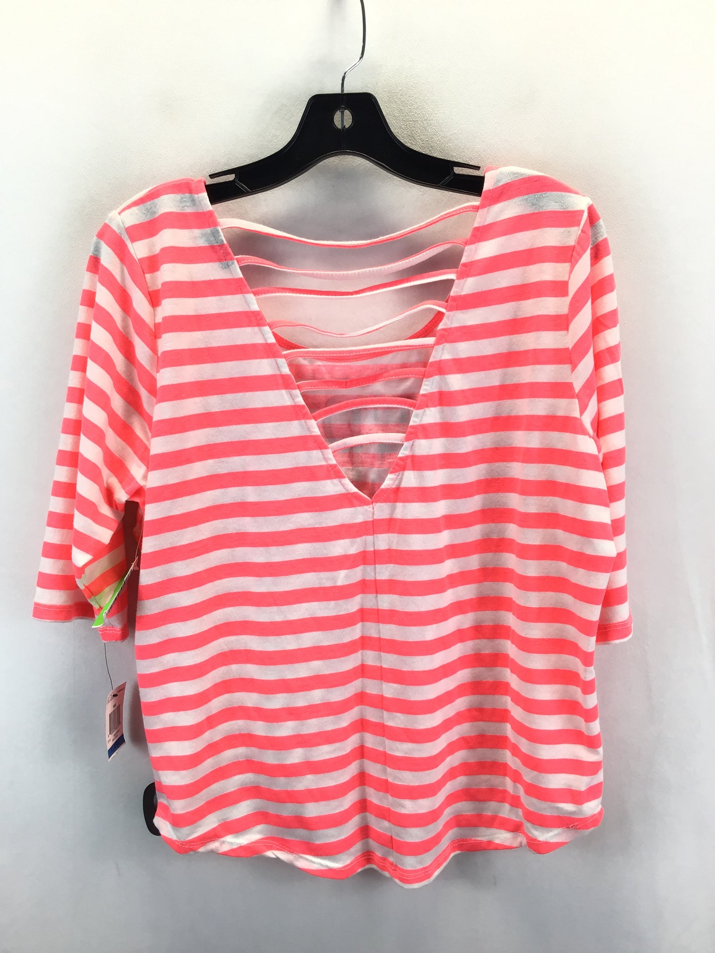 Pink & White Top 3/4 Sleeve Material Girl, Size Xl