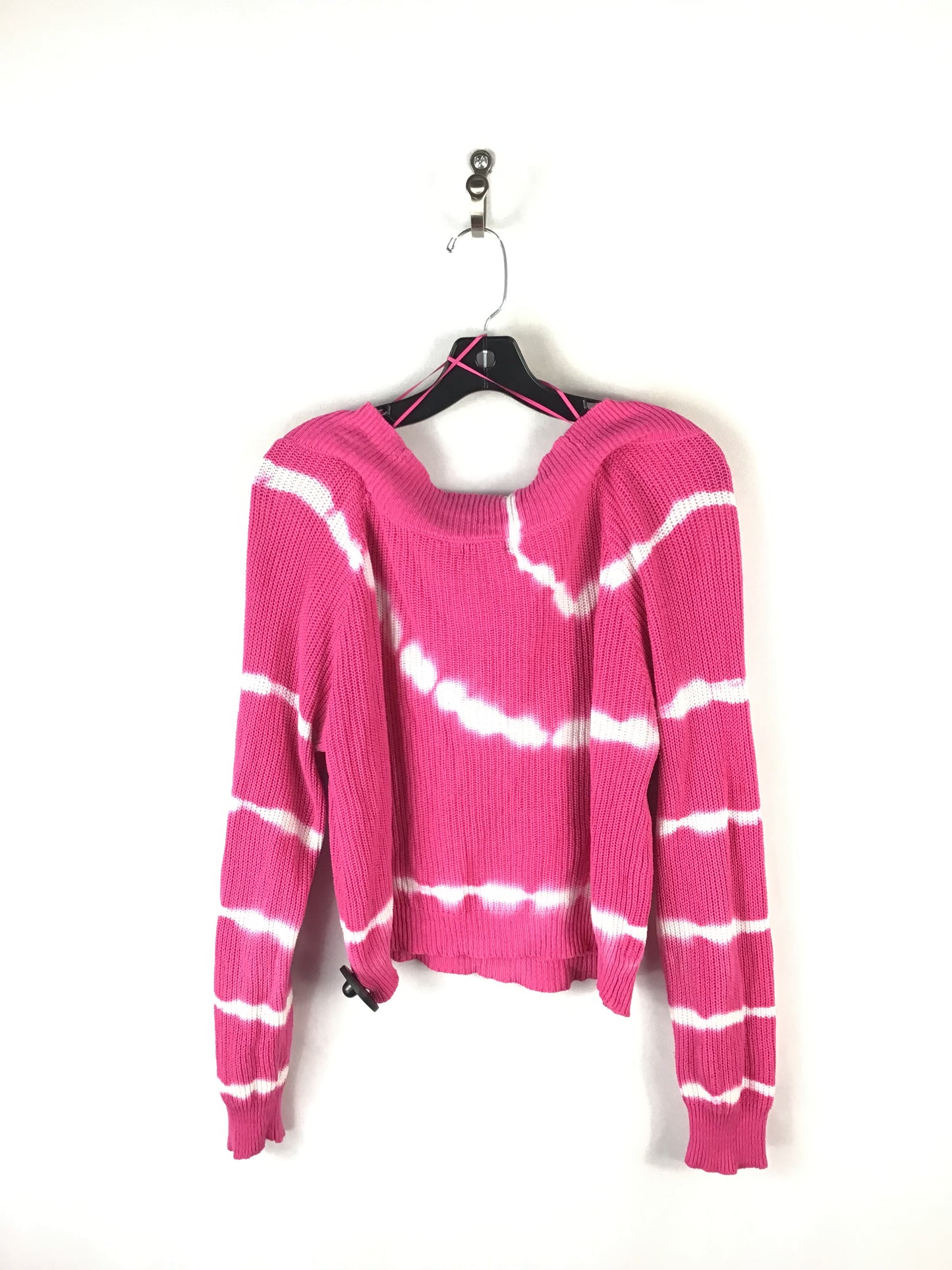 Sweater By Clothes Mentor In Pink & White, Size: M