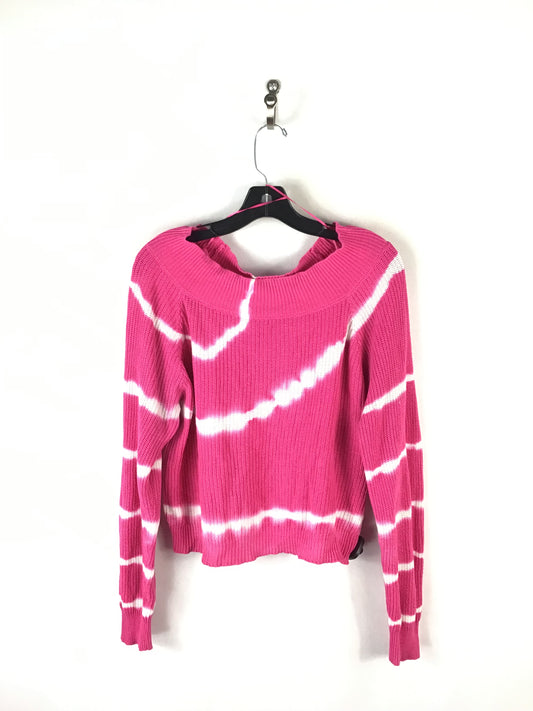 Sweater By Clothes Mentor In Pink & White, Size: M