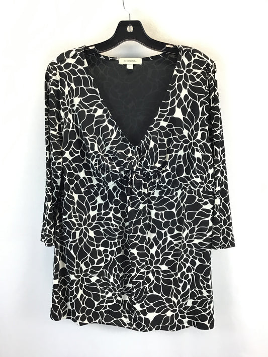 Top 3/4 Sleeve By Merona In Black & White, Size: 1x