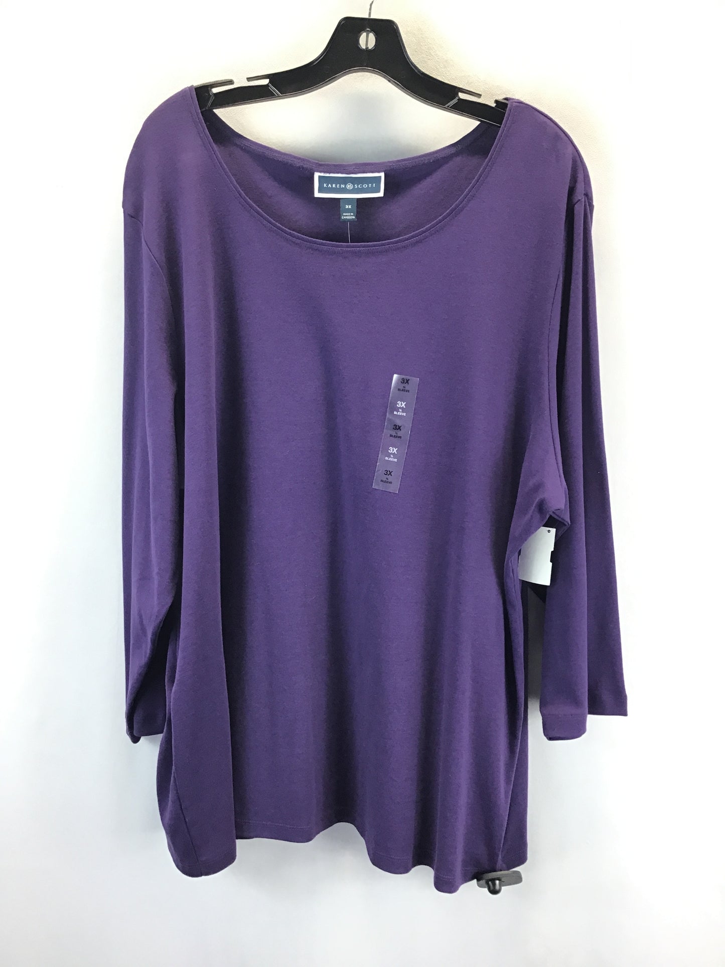 Top 3/4 Sleeve By Karen Scott In Purple, Size: 3x