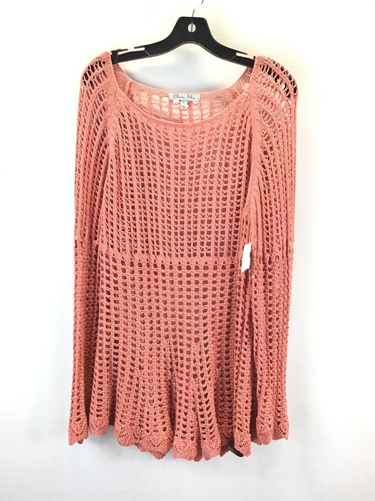 Sweater By Olivia Sky In Pink, Size: 2x