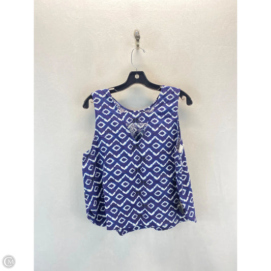 Top Sleeveless By Loft In Blue & White, Size: M