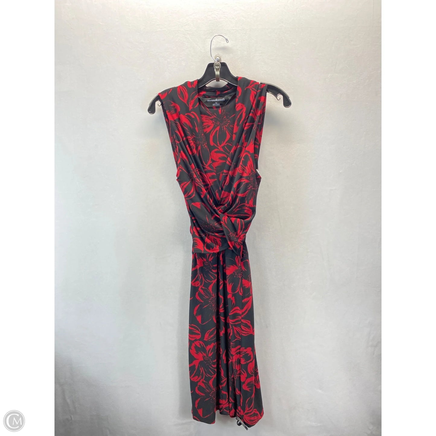 Dress Casual Midi By Norma Kamali In Black & Red, Size: L