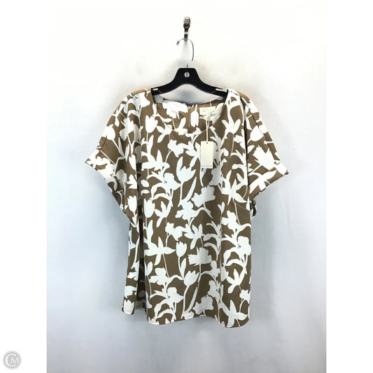 Top Short Sleeve By Melloday In Brown & White, Size: 2x