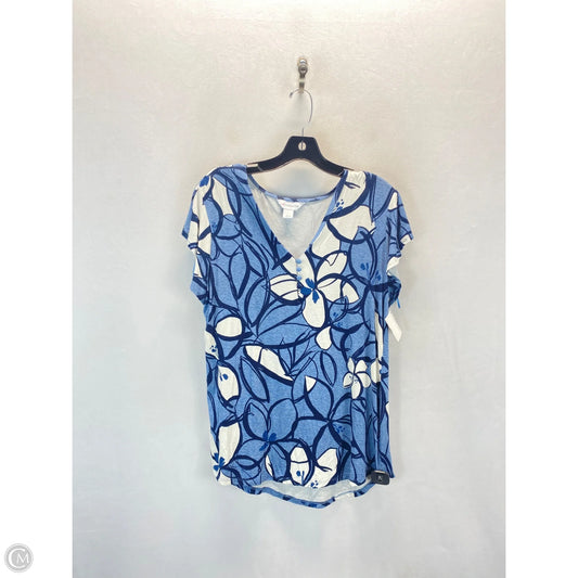 Top Sleeveless By Liz Claiborne In Blue & White, Size: L