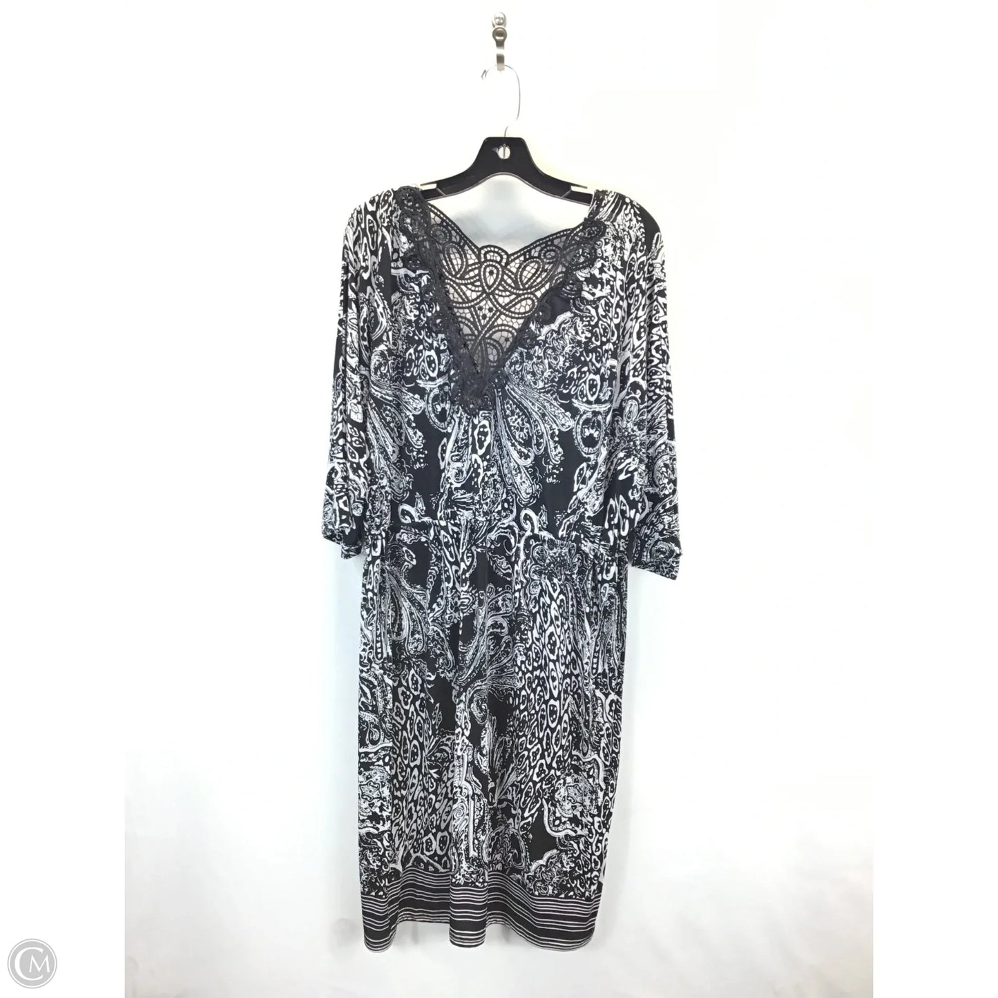 Dress Casual Midi By Mlle Gabrielle In Black & White, Size: 3x