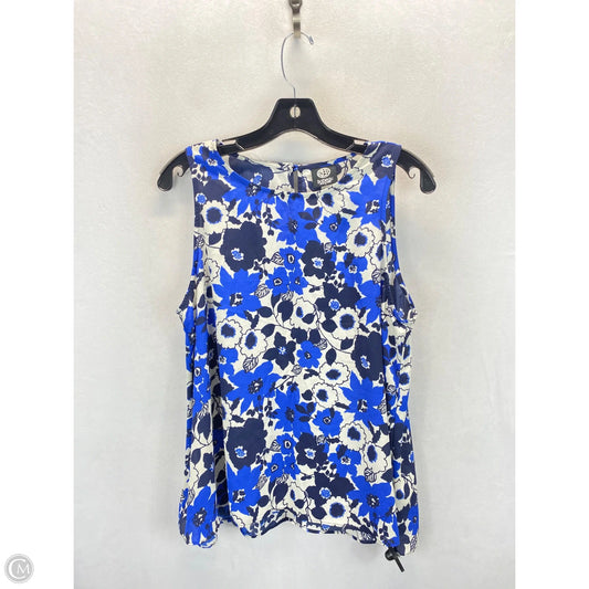Top Sleeveless By Bobeau In Blue & White, Size: L