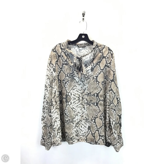 Top Long Sleeve By Shein In Snakeskin Print, Size: 1x