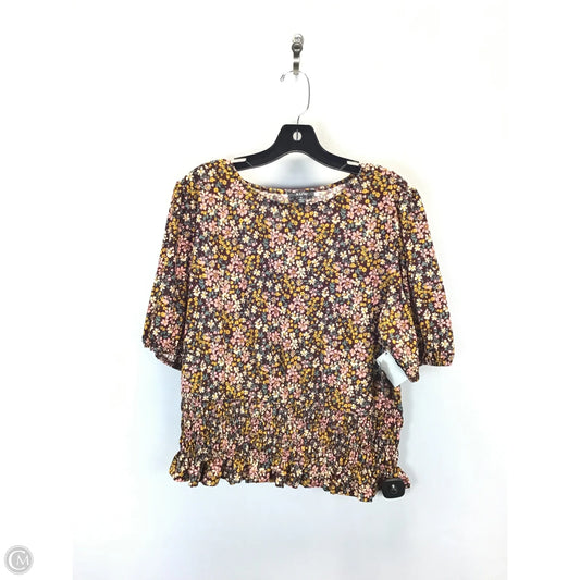 Top Short Sleeve By Auw In Floral Print, Size: Xl